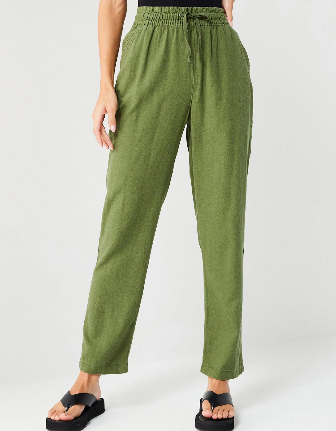 Linen Blend Trousers - Khaki, 7 of 6
