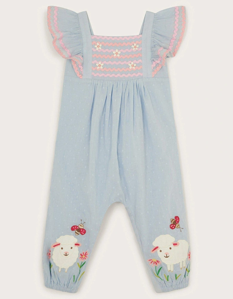 Baby Girls Lamb Romper - Blue