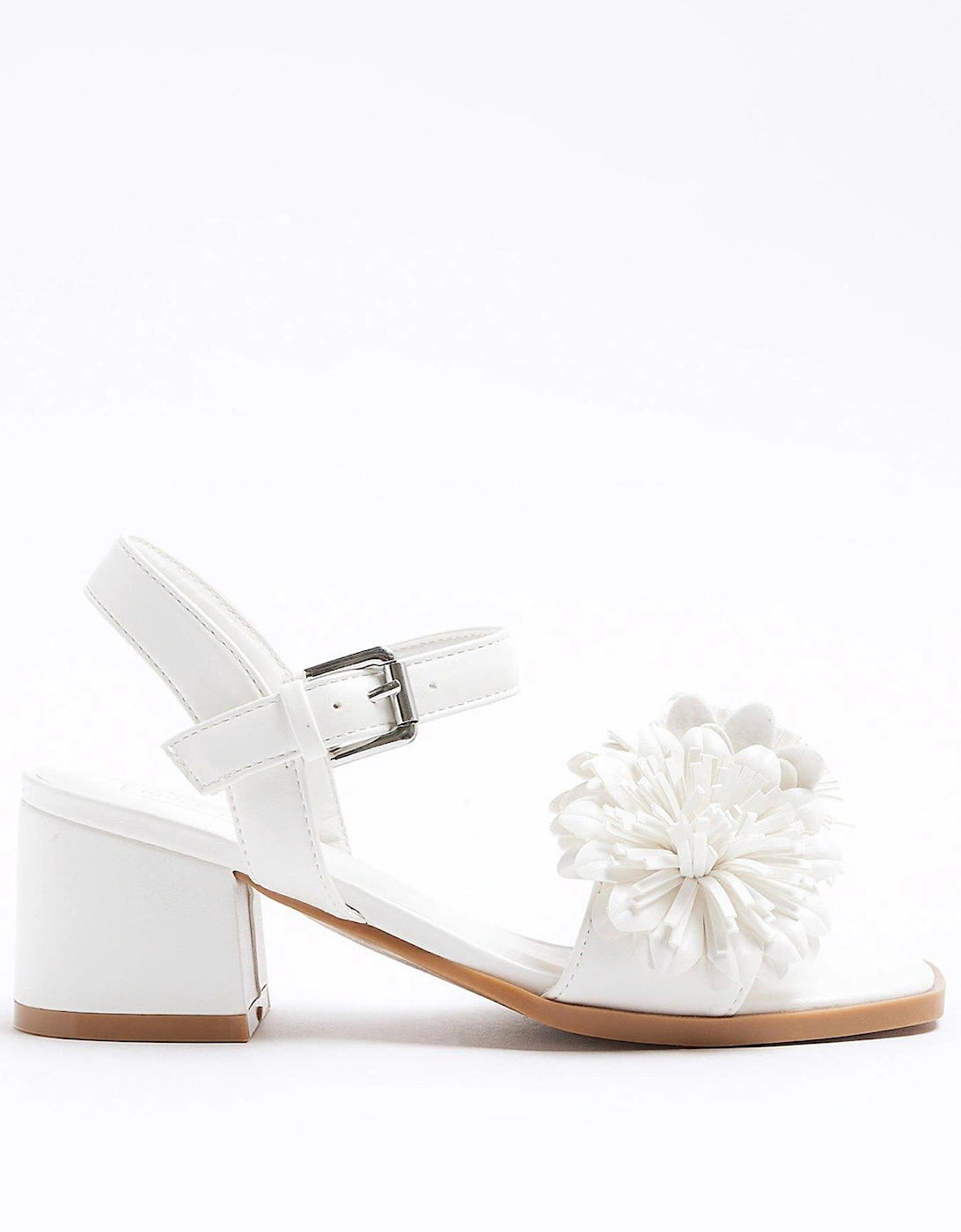 Girls Flower Heel Sandal - White, 6 of 5
