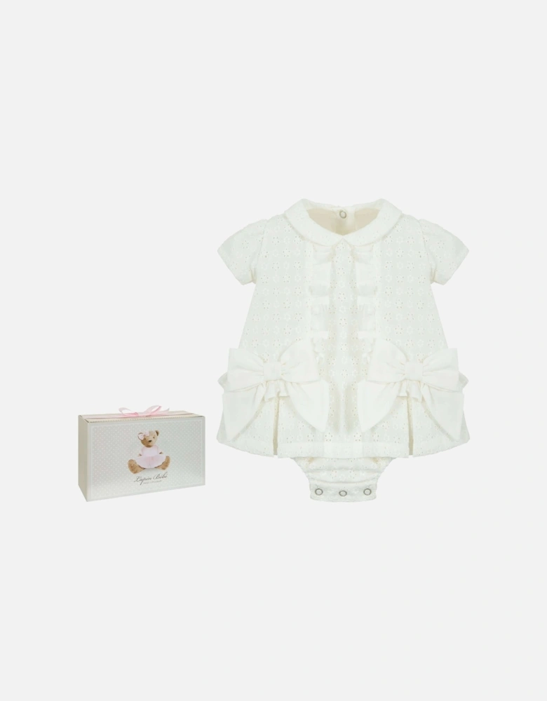 Baby Girls Cream Bow Romper