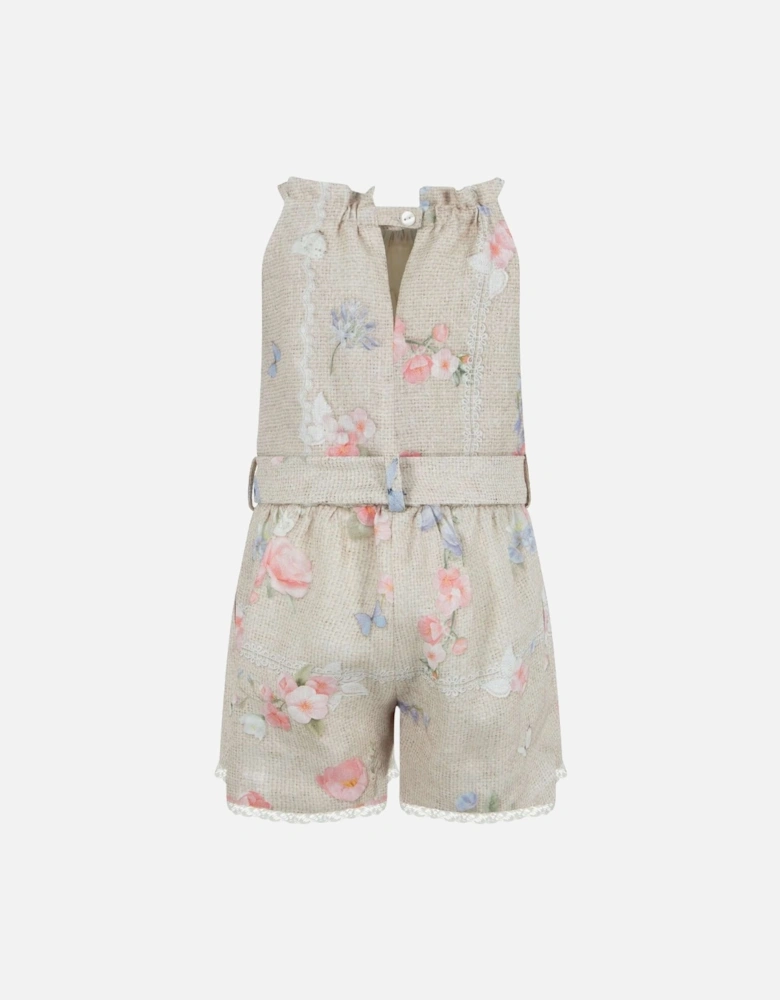 Girls Beige Playsuit