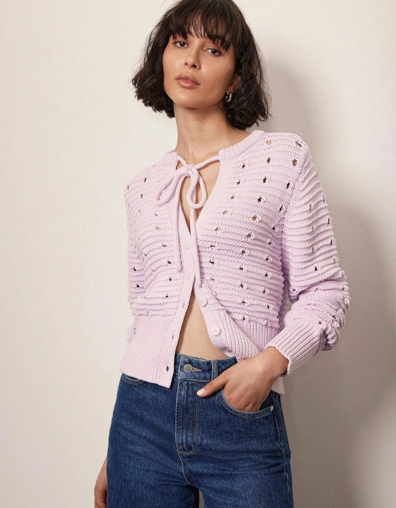 Lilac Tie Front Cardigan