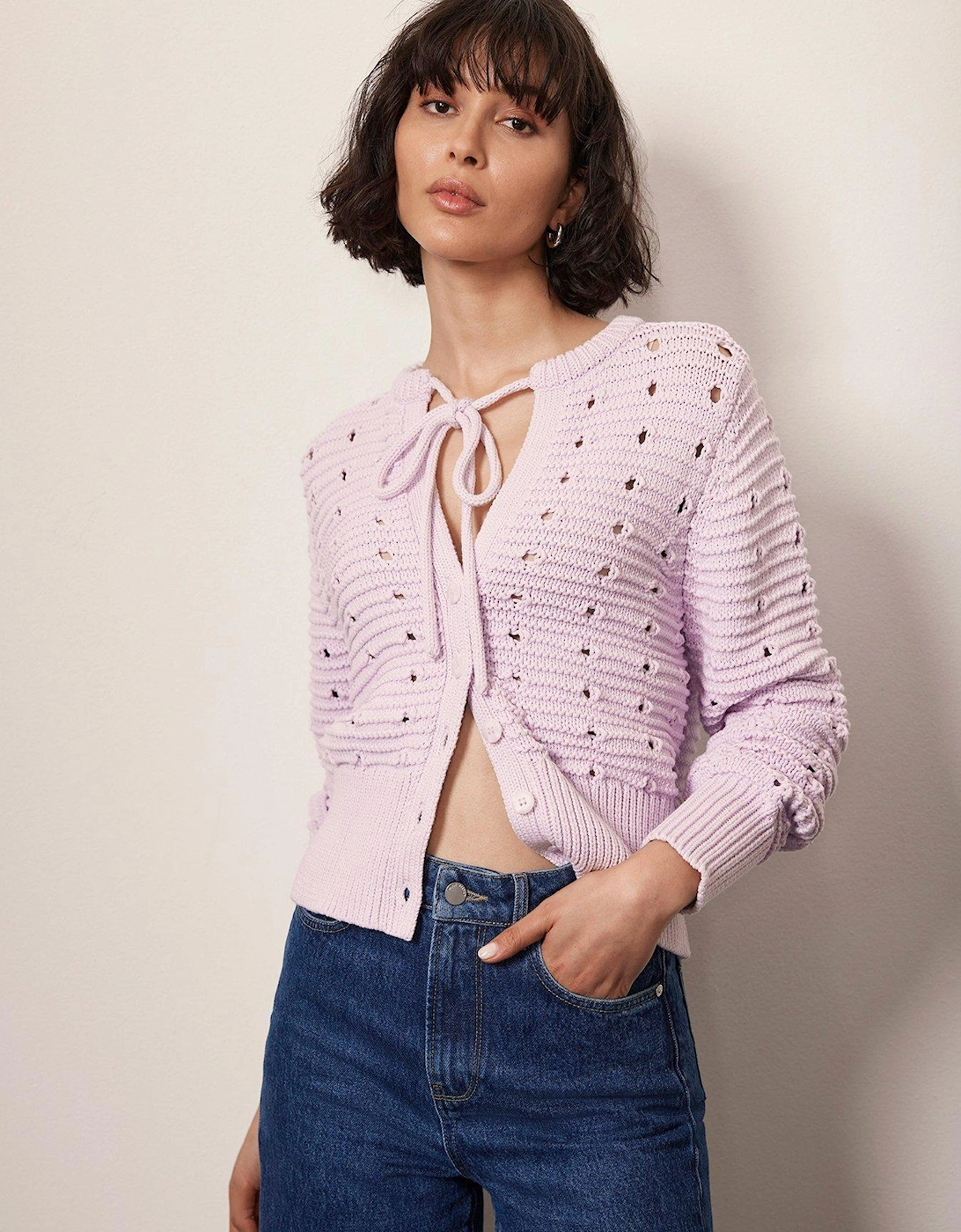 Lilac Tie Front Cardigan, 2 of 1