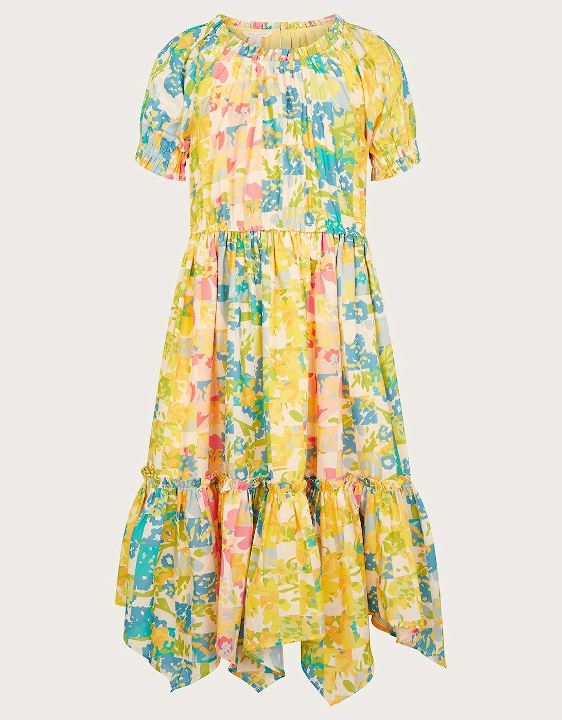 Girls Patchwork Floral Dress - Yellow, 2 of 1