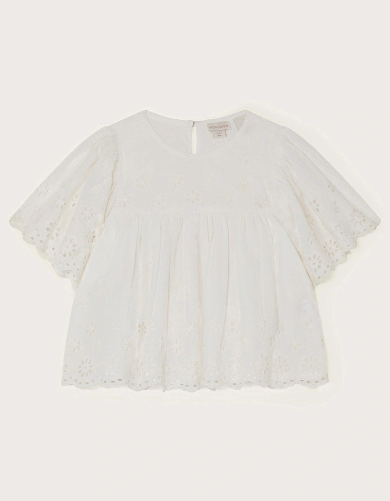 Girls Rama Broderie Blouse - Ivory