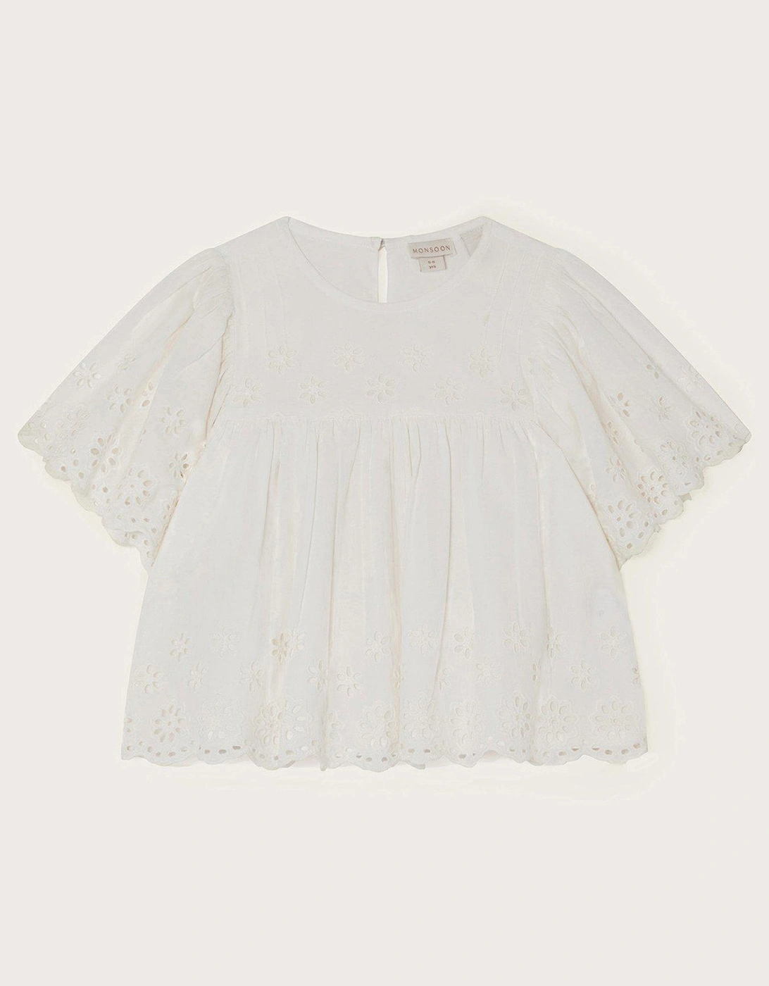 Girls Rama Broderie Blouse - Ivory, 2 of 1
