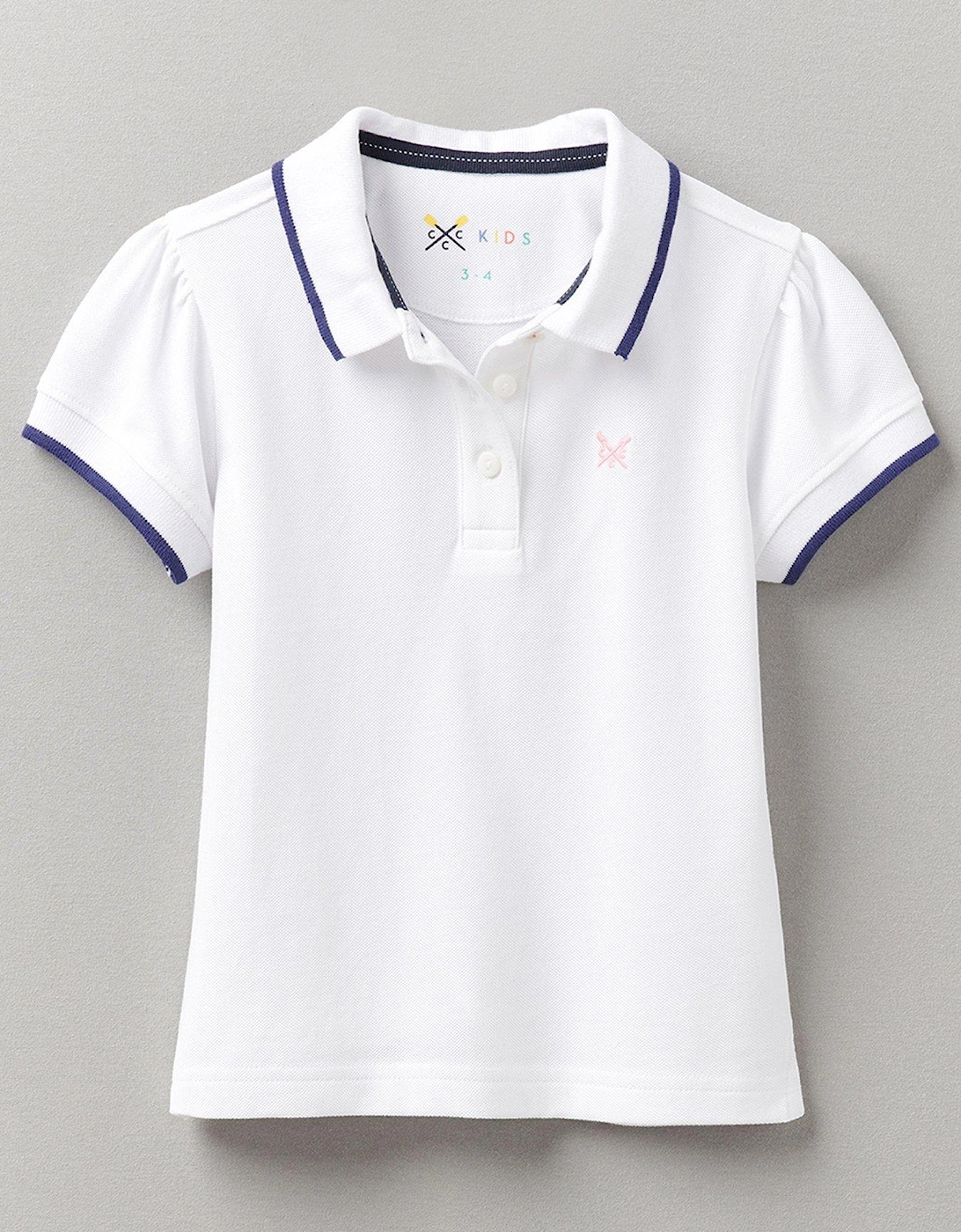 Girls Classic Polo Shirt With Puff Sleeves - White, 2 of 1