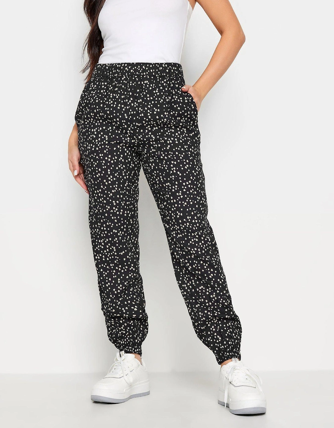 Petite Black Scattered Heart Hareem Trousers, 2 of 1