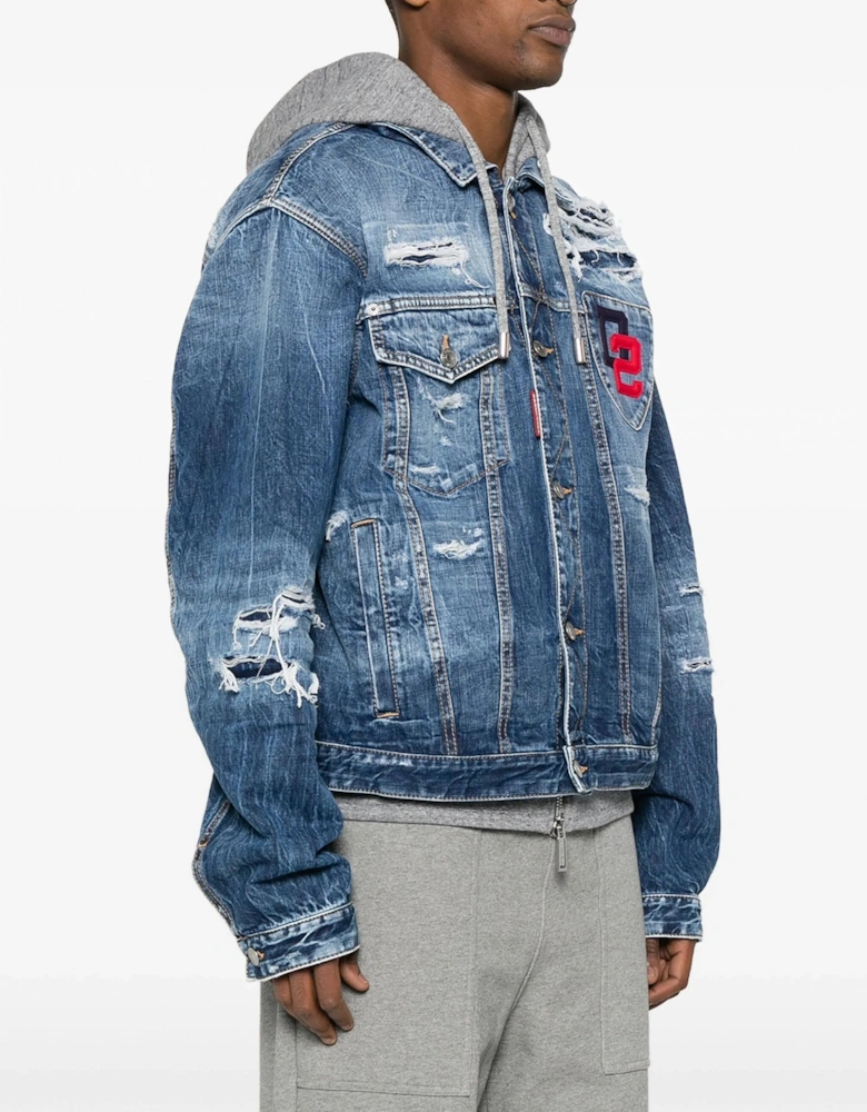 Layered Denim Jacket Blue