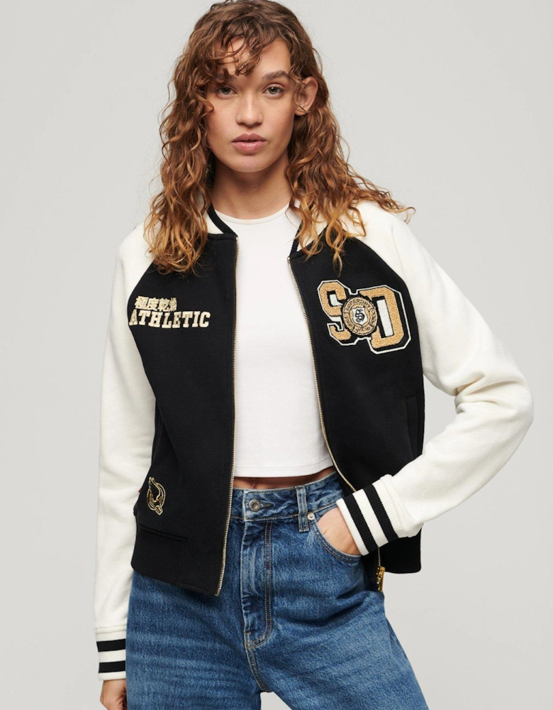College Graphic Jersey Bomber - Black