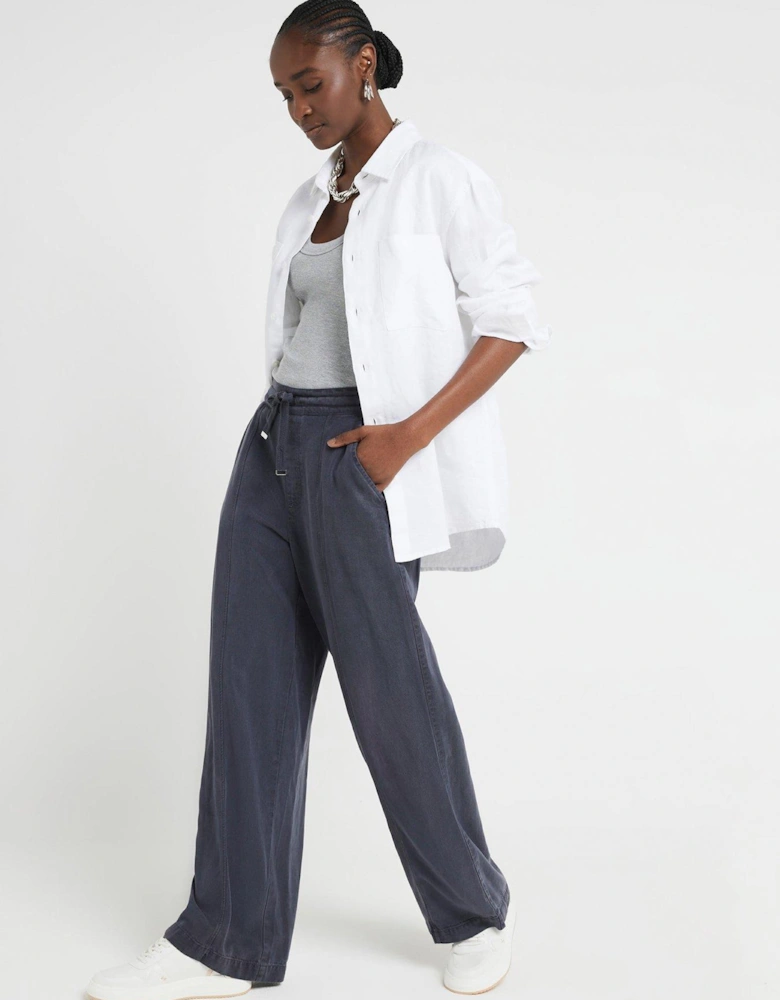 Wide Leg Trousers - Navy