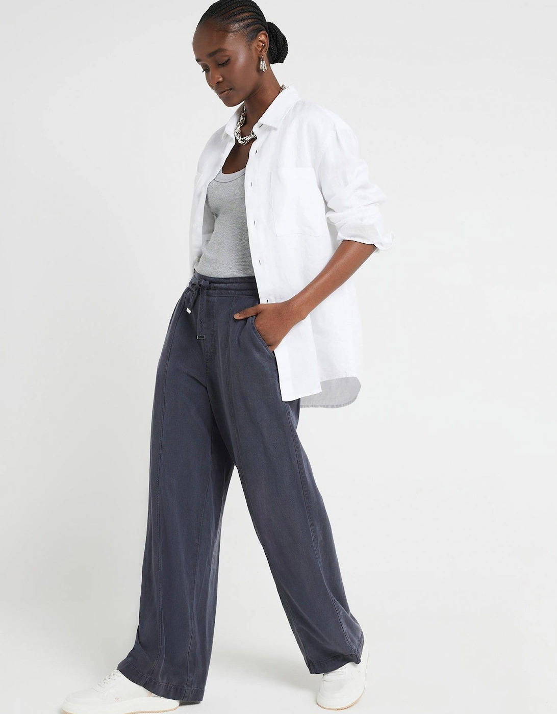 Wide Leg Trousers - Navy, 2 of 1