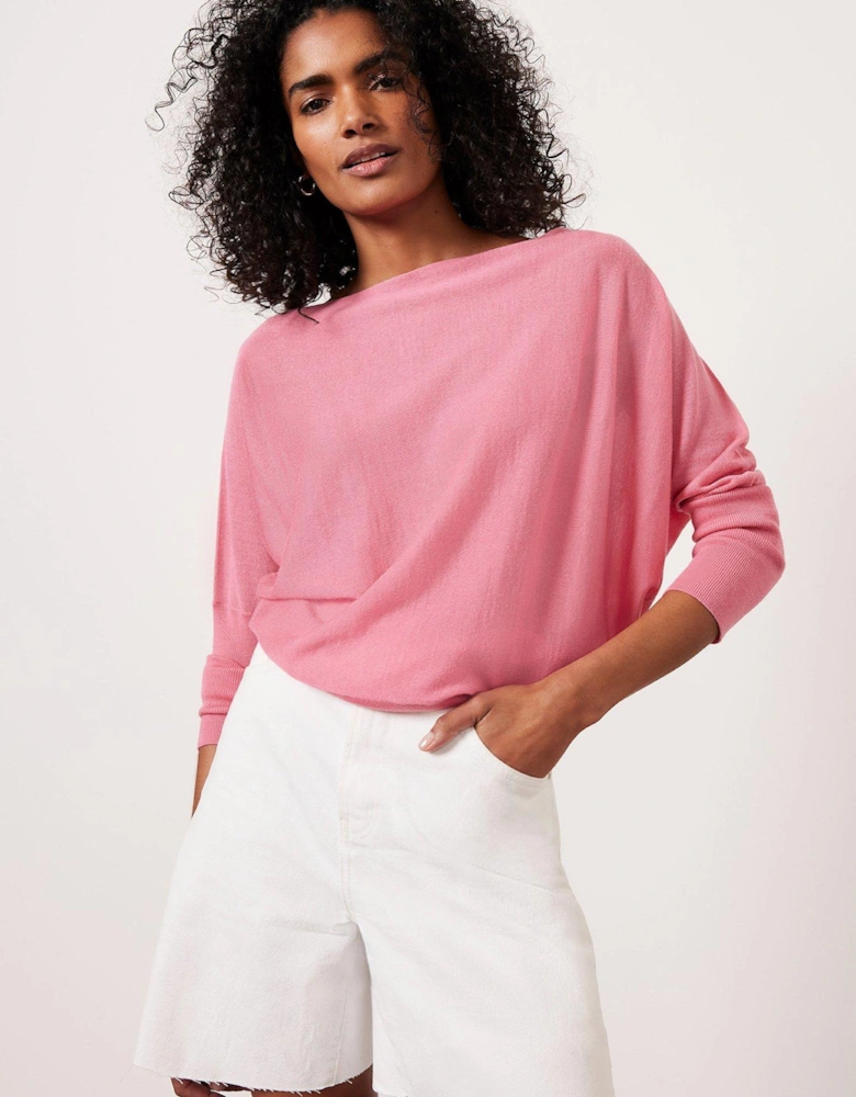 Pink Wool Blend Batwing Jumper