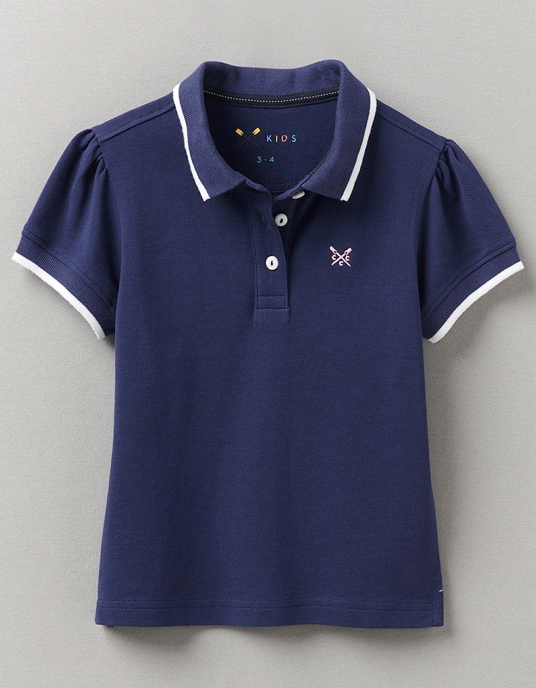 Girls Classic Polo Shirt With Puff Sleeves - Dark Blue, 2 of 1