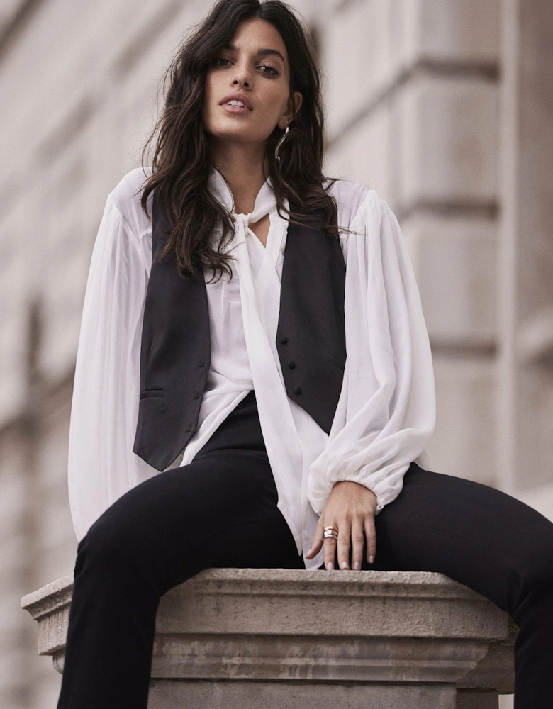 Tie Neck Blouse with Waistcoat
