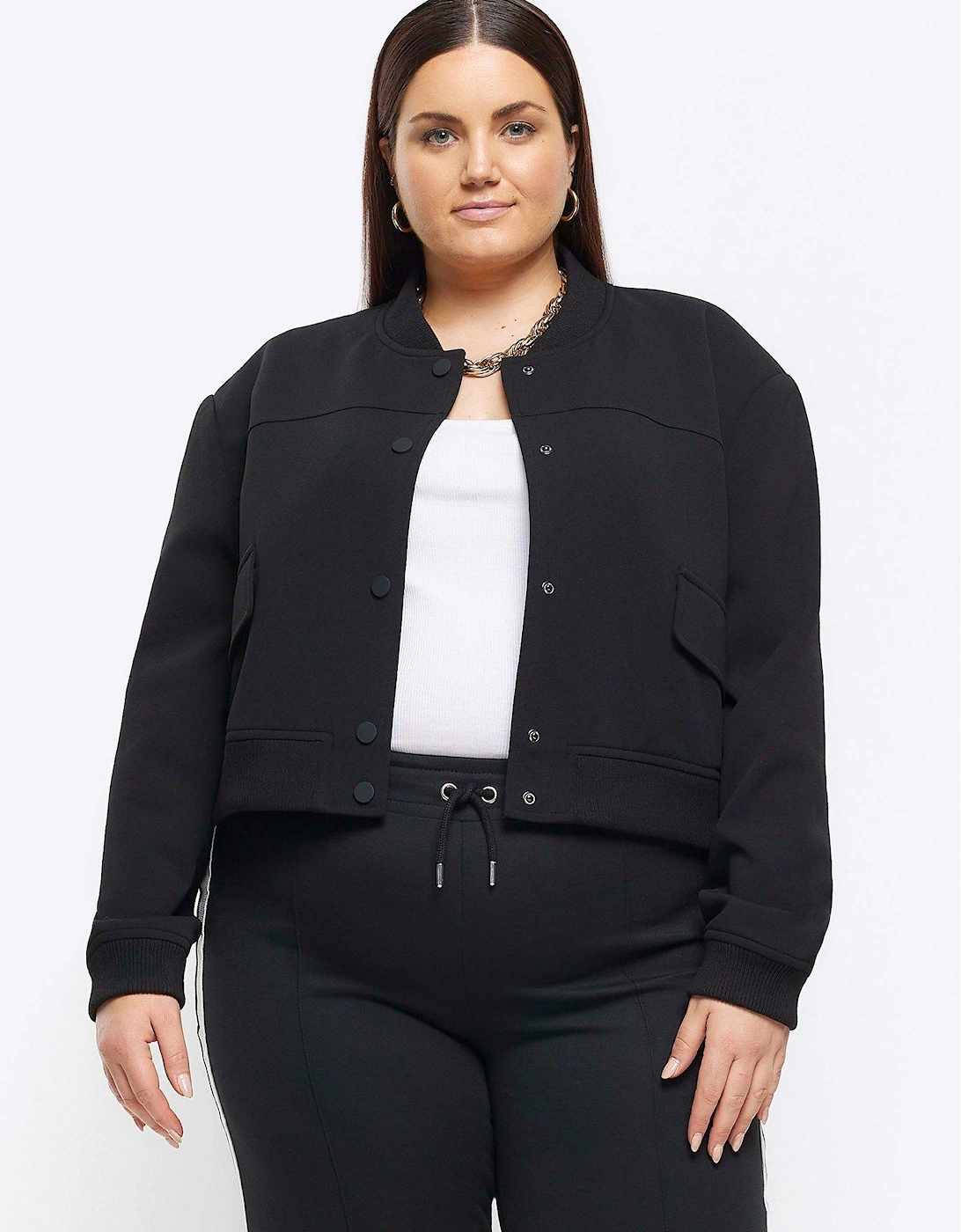 Plus Tailored Crop Bomber Jacket, 2 of 1