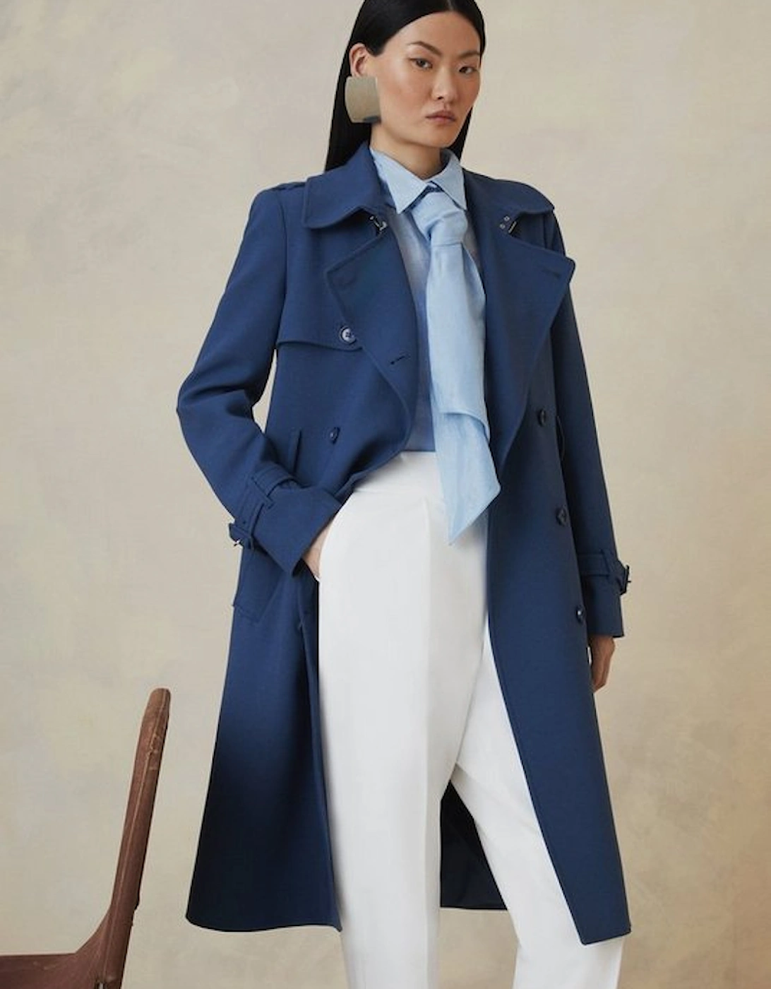 The Founder Compact Stretch Belted Tailored Coat, 5 of 4