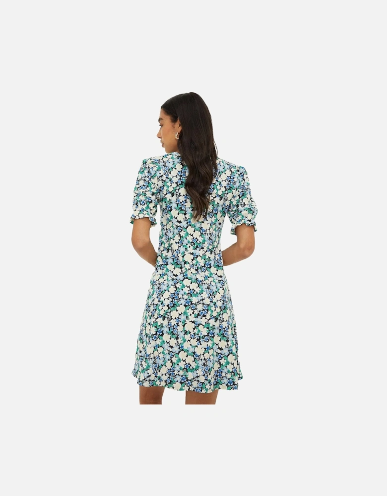 Womens/Ladies Floral V Neck Short-Sleeved Mini Dress