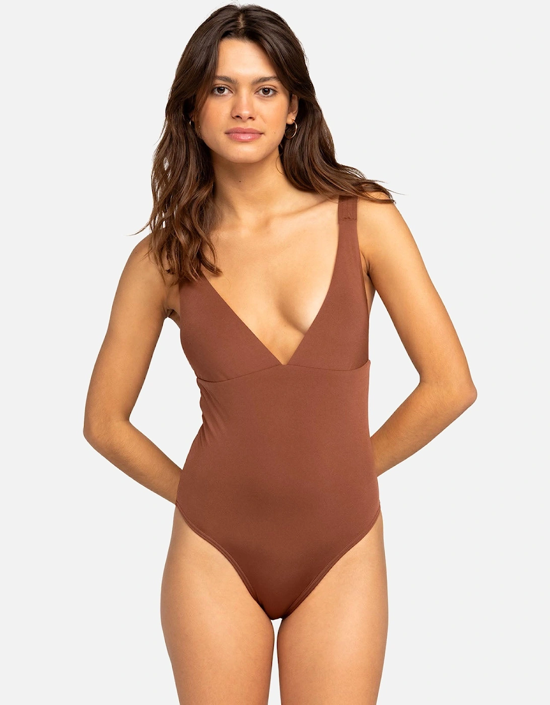 Women's Roxy Womens Silky Island One Piece Swimming Costume - Brown - Size: S