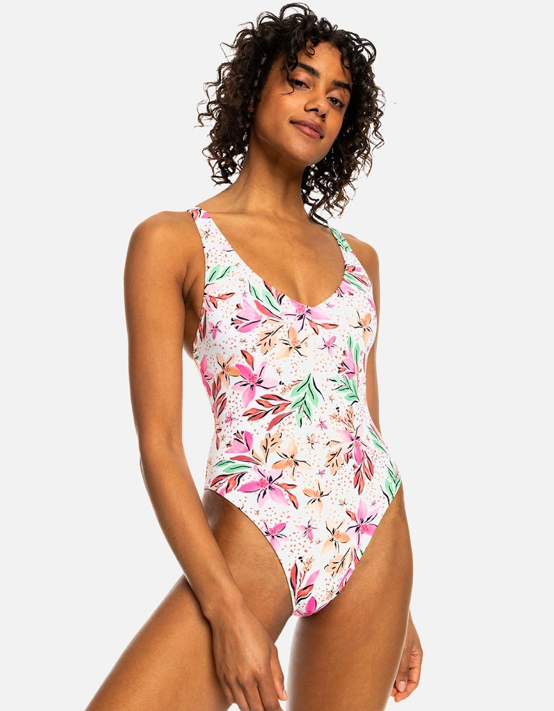 Women's Roxy Womens Printed Beach Classic One Piece Costume - White Tropical - Size: XS