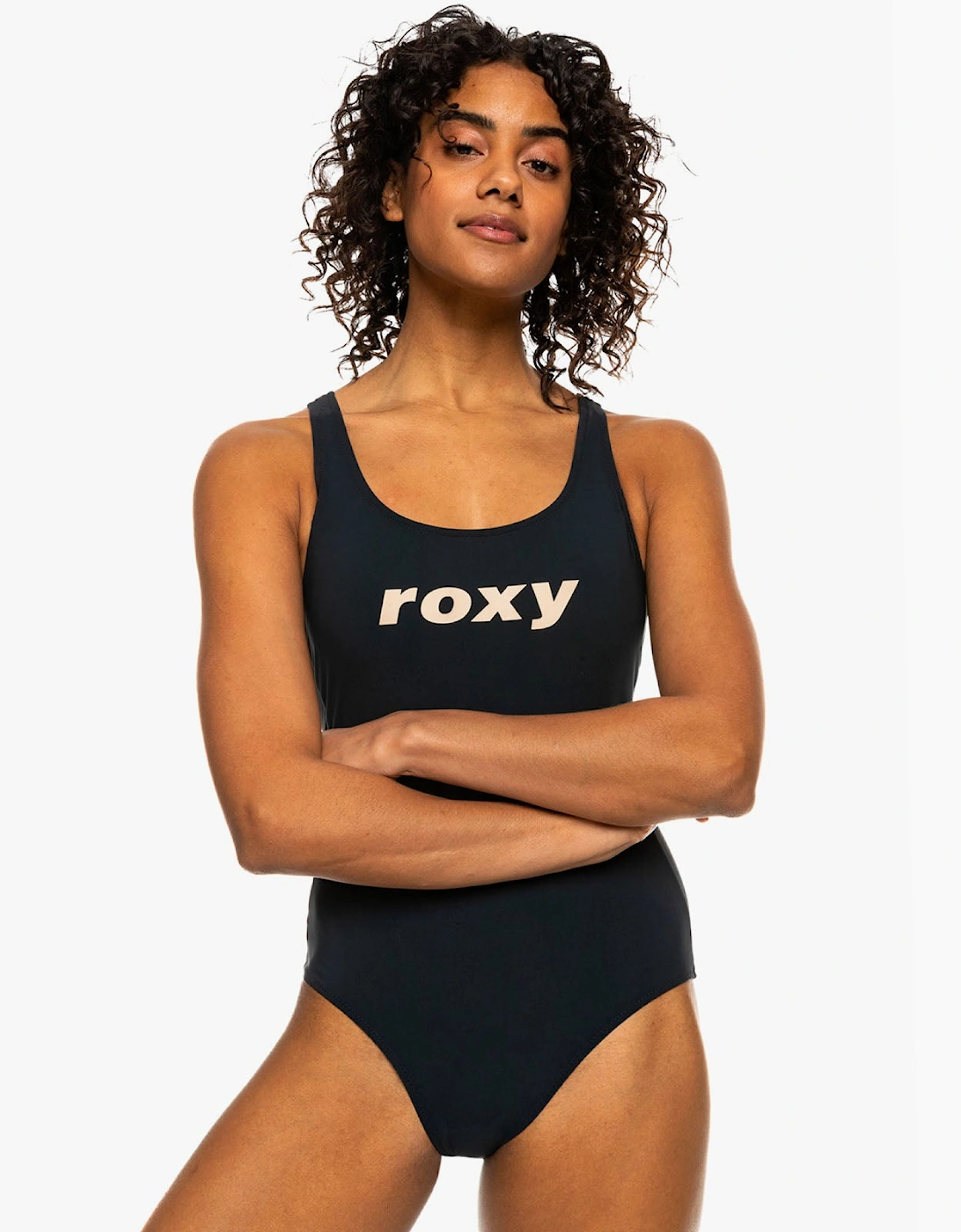 Women's Roxy Womens Roxy Active One Piece Swimming Costume - Black/Grey - Size: L