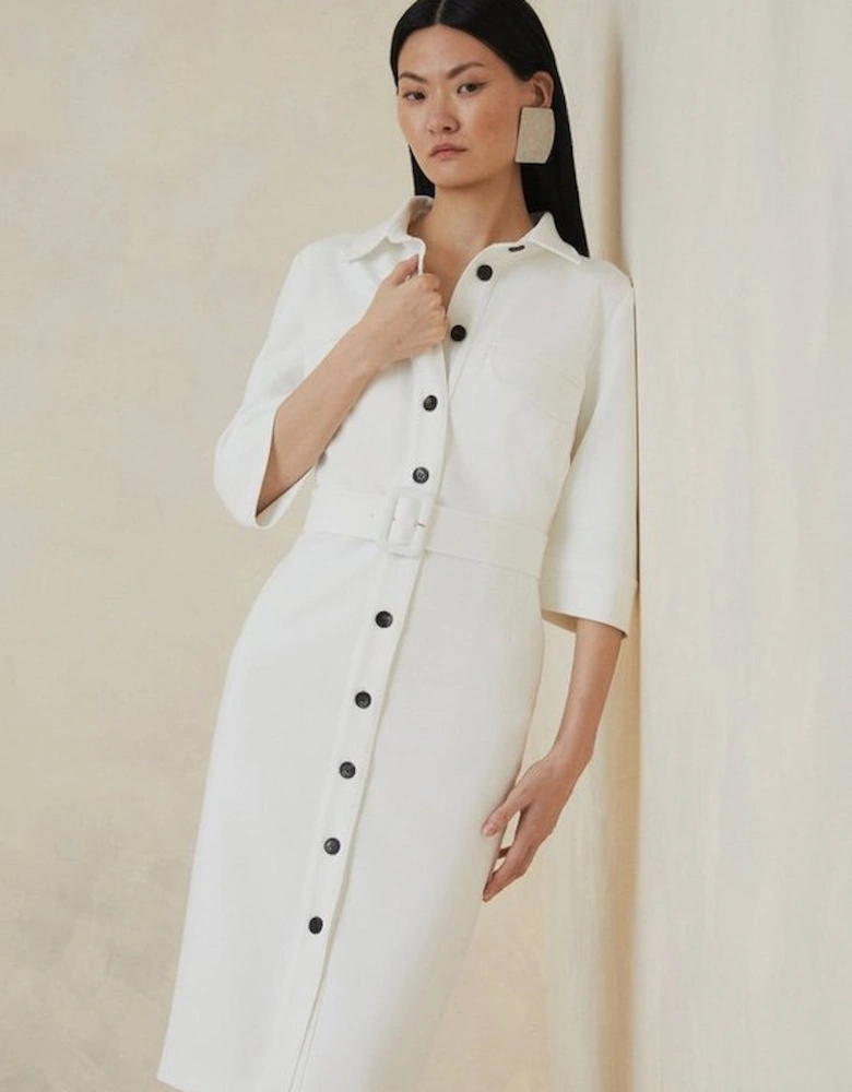 Petite The Founder Compact Stretch Belted Midi Dress