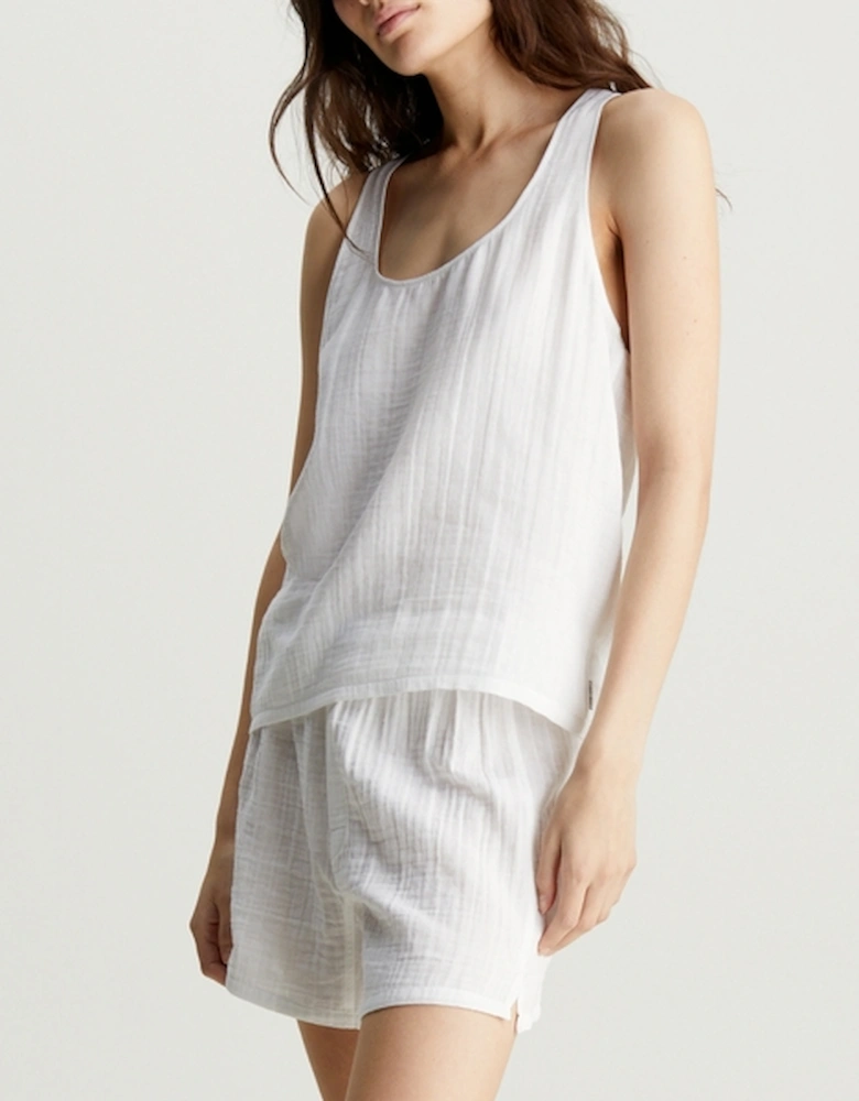 Textured Cotton-Gauze Sleeveless Short Set