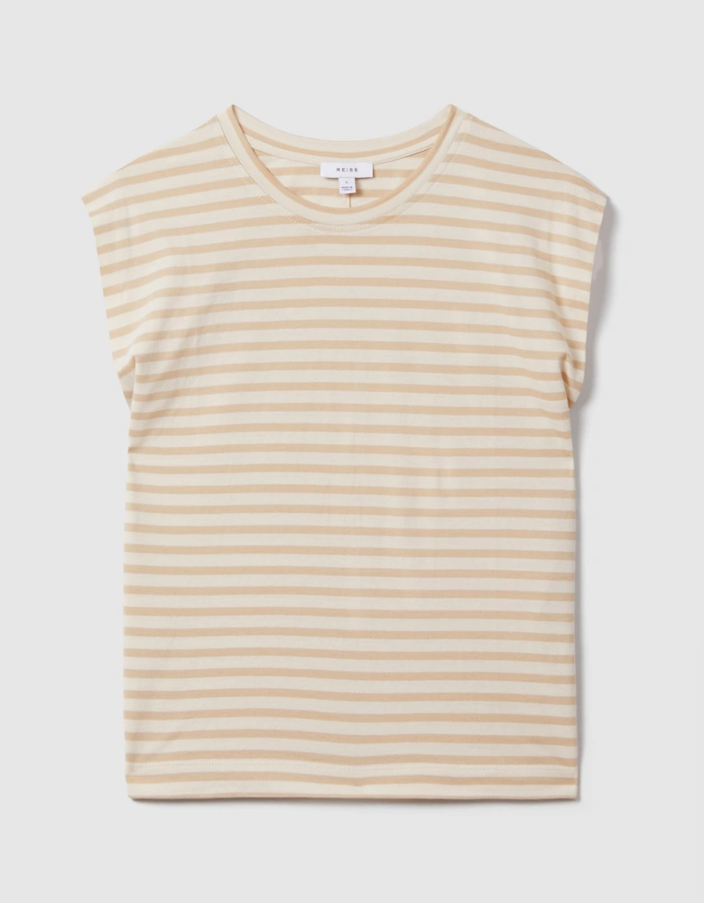 Cotton Striped Capped Sleeve T-Shirt