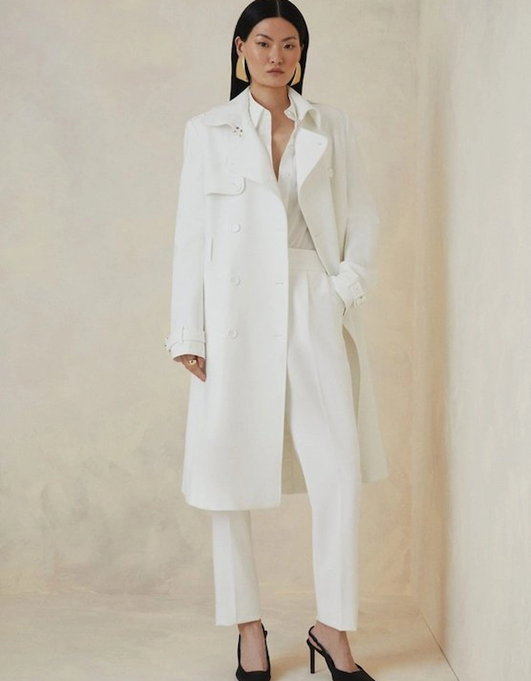 Petite The Founder Compact Stretch Belted Tailored Coat, 4 of 3