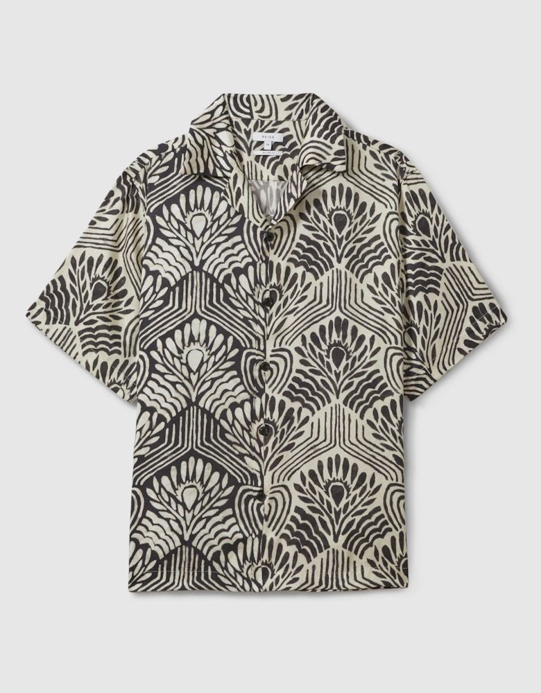 Abstract Print Cuban Collar Shirt