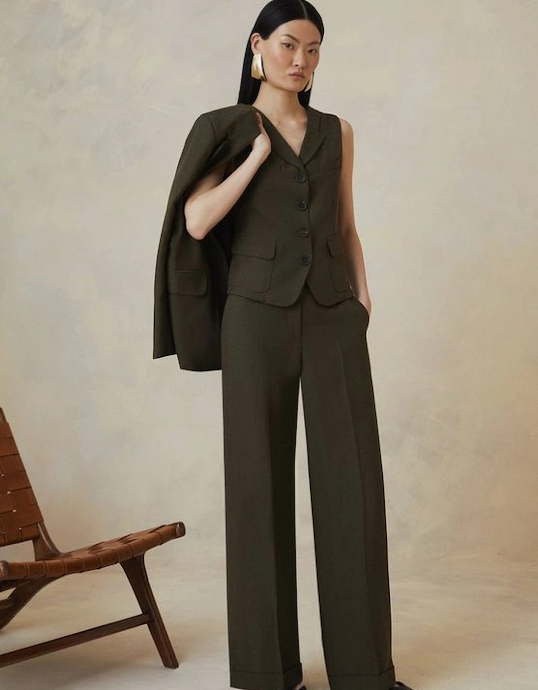 Petite The Founder Tailored Tencel Linen Straight Trousers, 5 of 4