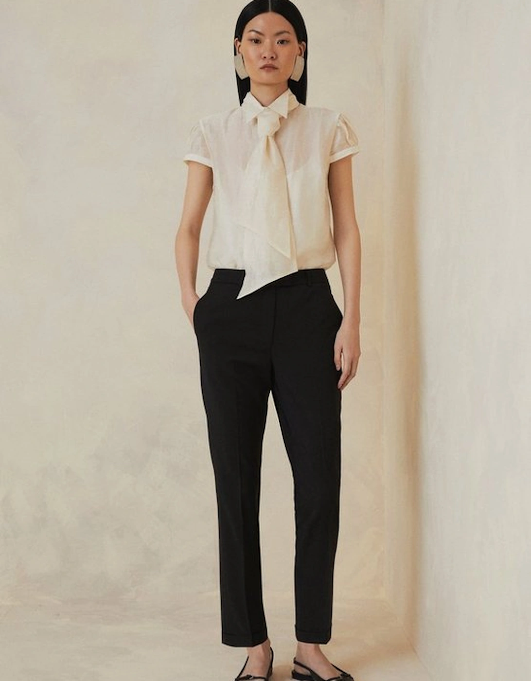 Petite The Founder Tailored Wool Blend Straight Trousers, 4 of 3