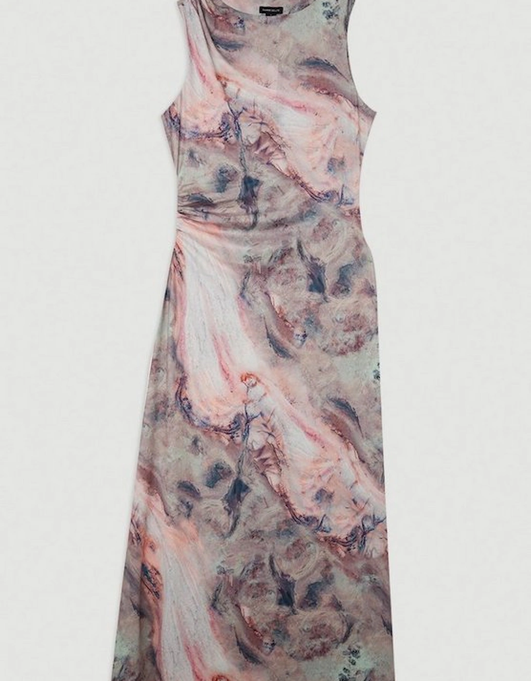 Marble Print Jersey Sleeveless Maxi Dress