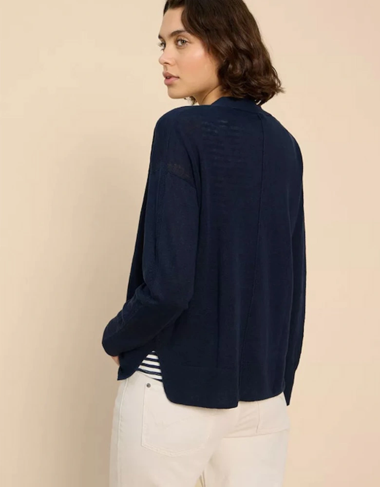 Women's Linen Cardi French Navy