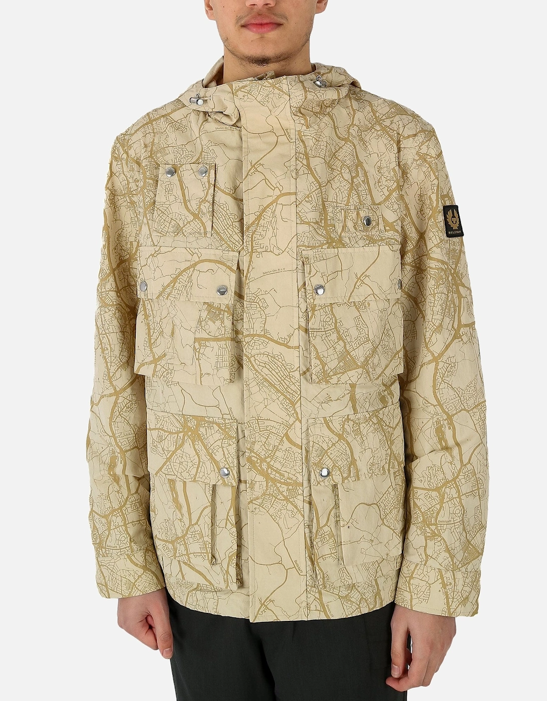 Castmaster Map Print Hooded Beige Jacket, 5 of 4