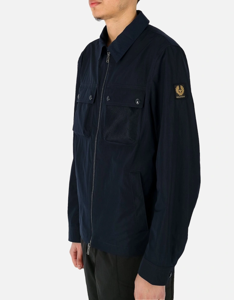 Outline Lightweight Mesh Pocket Navy Overshirt Jacket