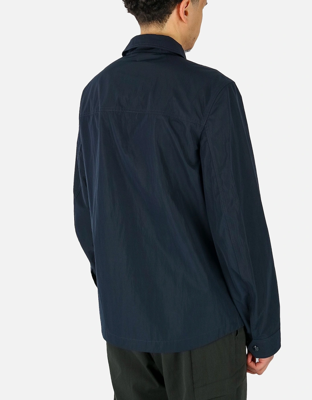 Outline Lightweight Mesh Pocket Navy Overshirt Jacket