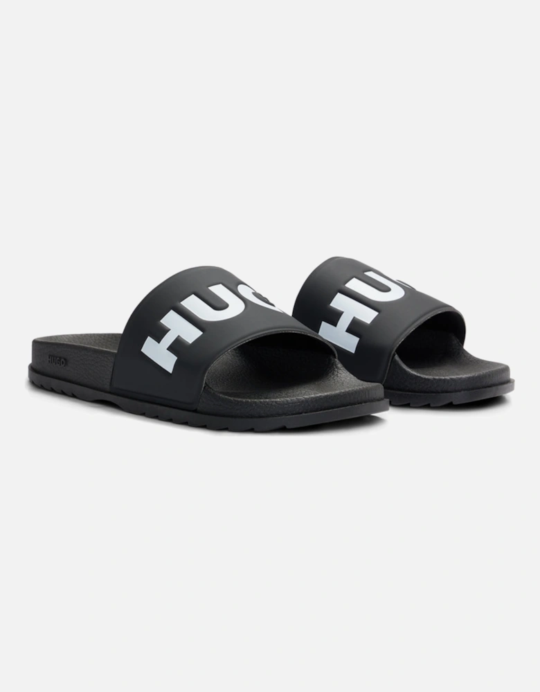 Match Slider Sandals, Black/White