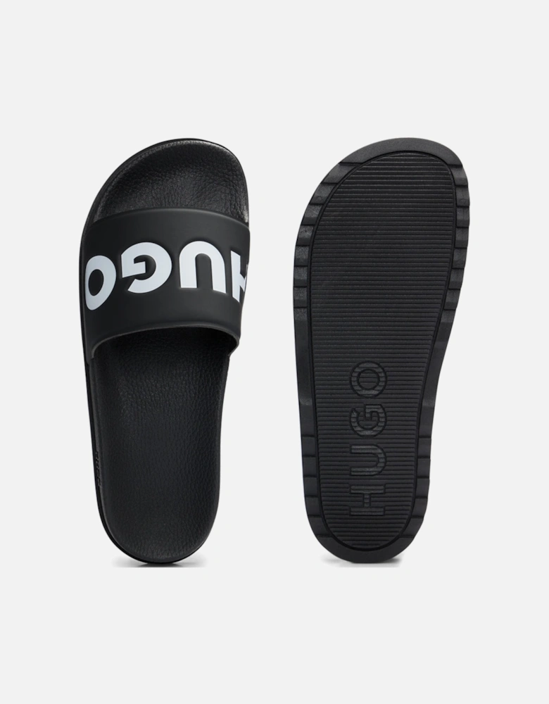 Match Slider Sandals, Black/White