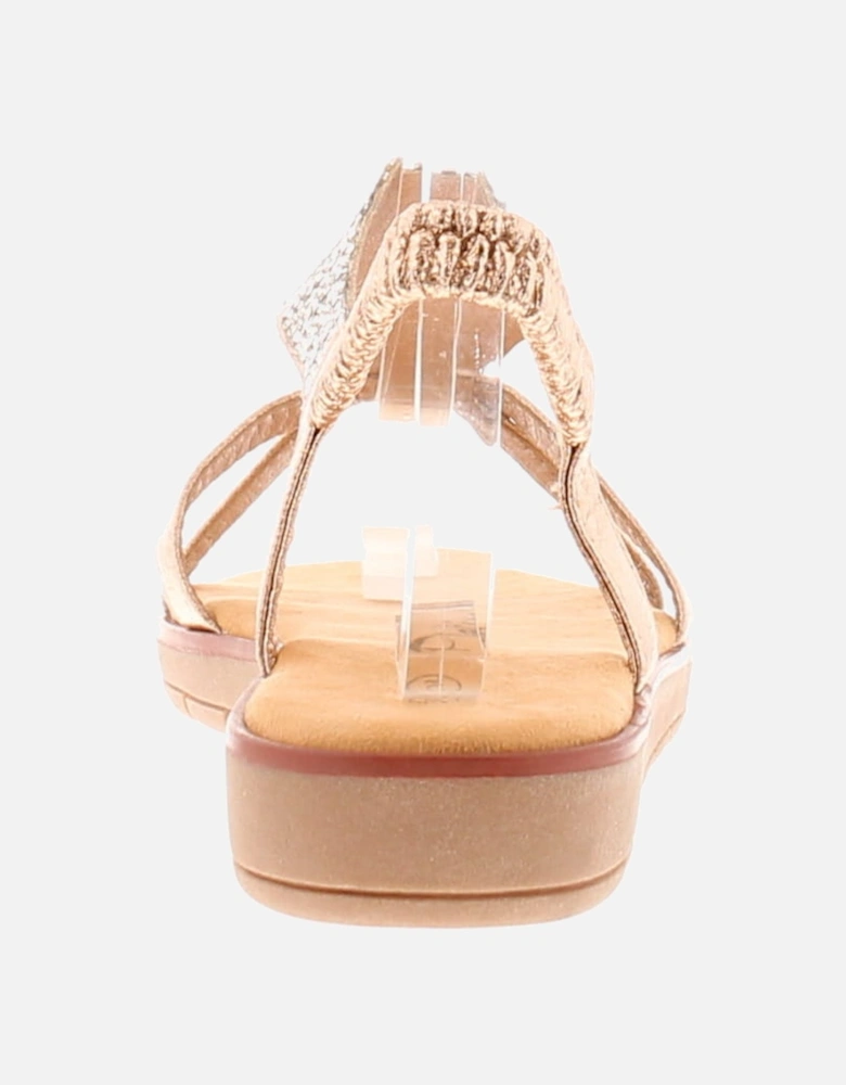 Womens Strappy Sandals Dazzle Elasticated rose gold UK Size