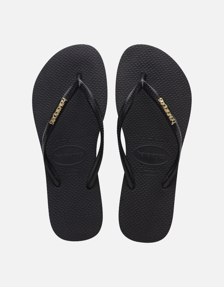 Slim Logo Metallic Flip Flops