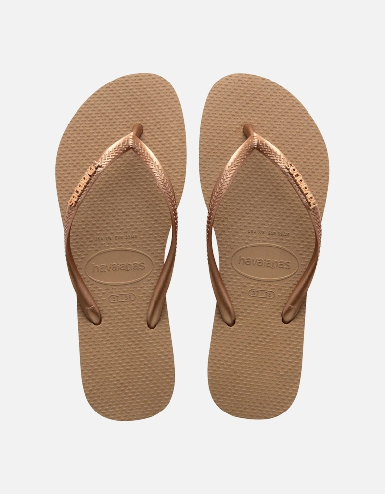 Slim Logo Metallic Flip Flops