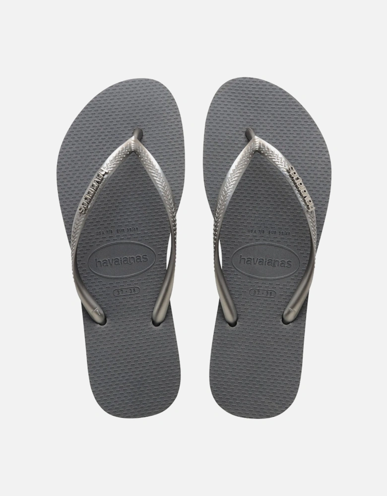 Slim Logo Metallic Flip Flops