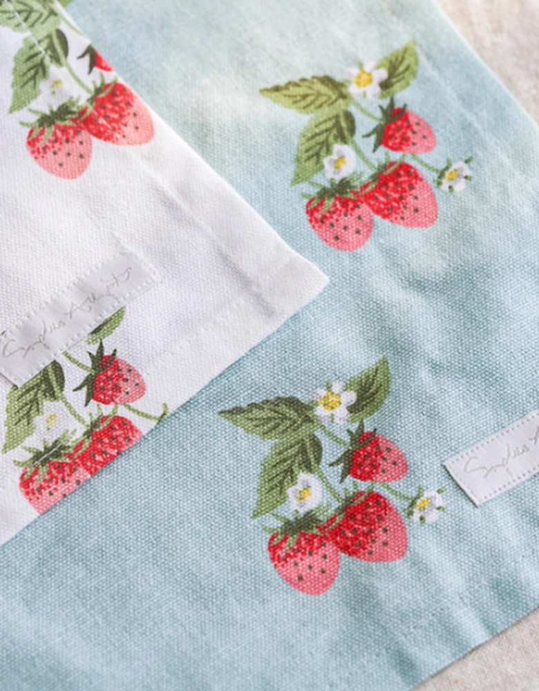 Tea Towel Set Of 2 Strawberries (Mix Pack White & Blue)