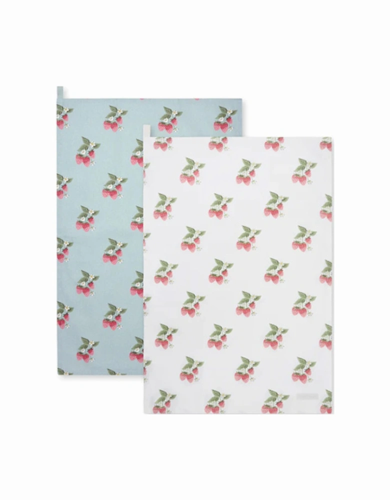 Tea Towel Set Of 2 Strawberries (Mix Pack White & Blue)