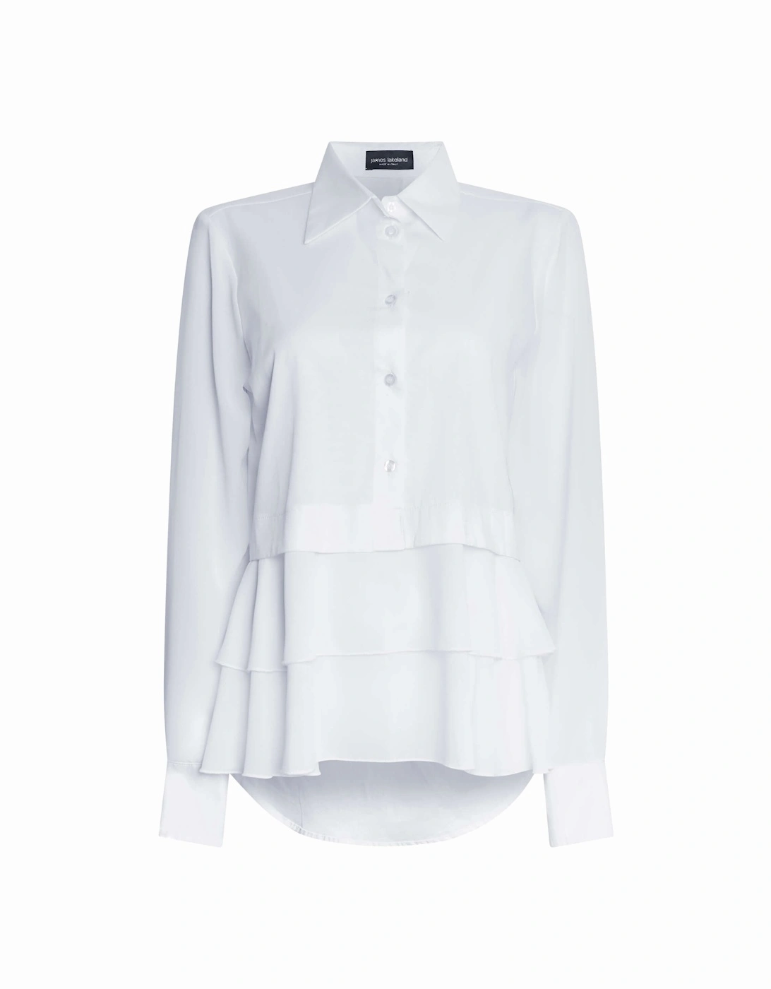 Sheer Sleeve Ruffle Shirt White
