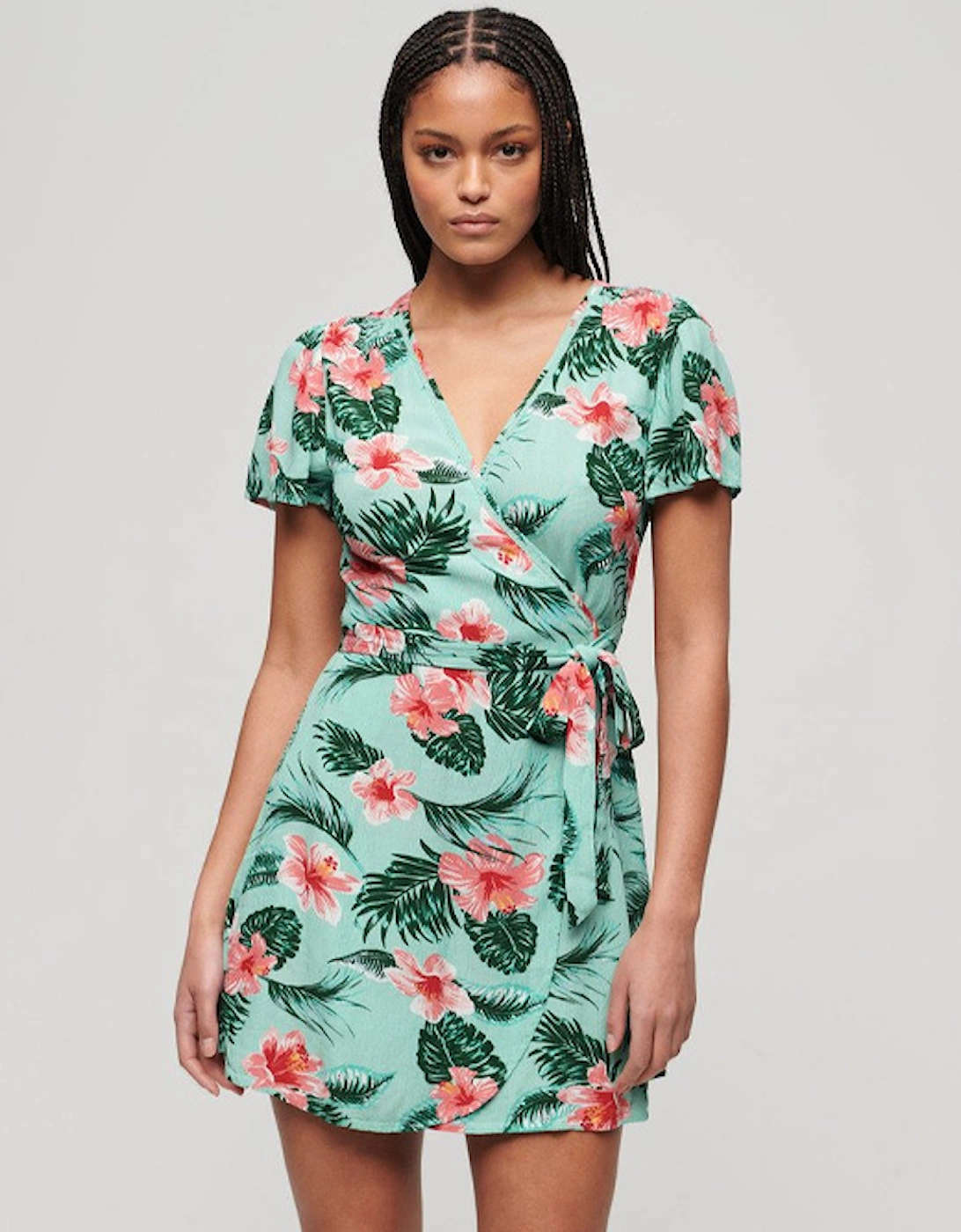 Women's Printed Mini Wrap Dress Luna Rose Mint, 8 of 7