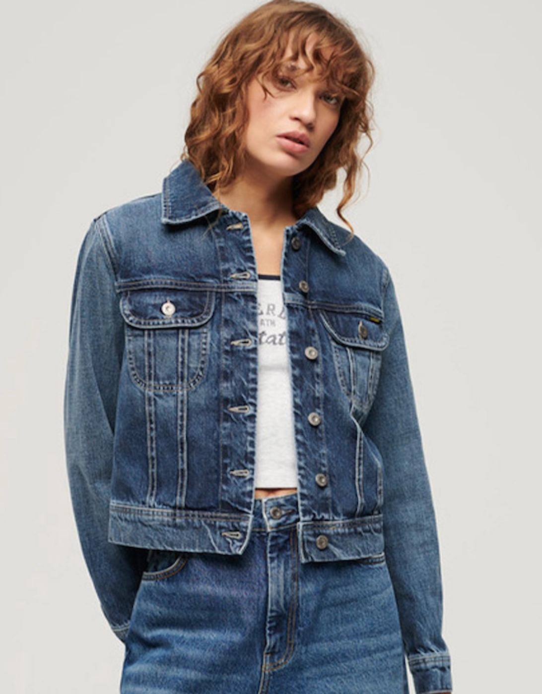 Women's Slim Denim Trucker Jacket Beverley Blue, 3 of 2