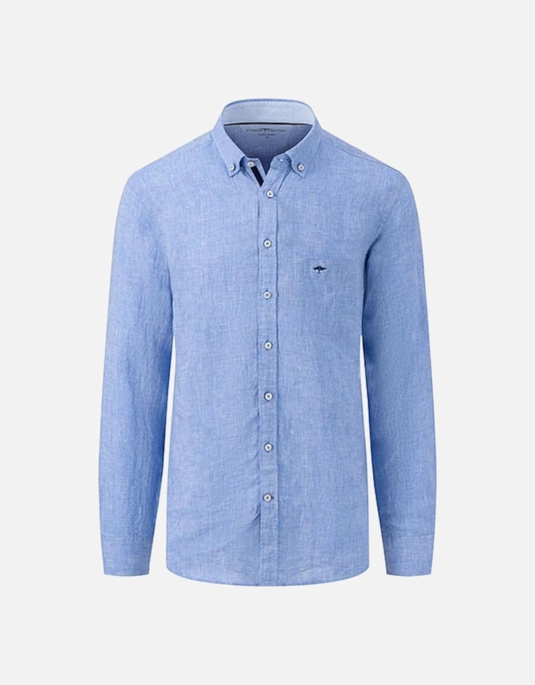 Fynch-Hatton Men's Pure Linen Shirt Crystal Blue