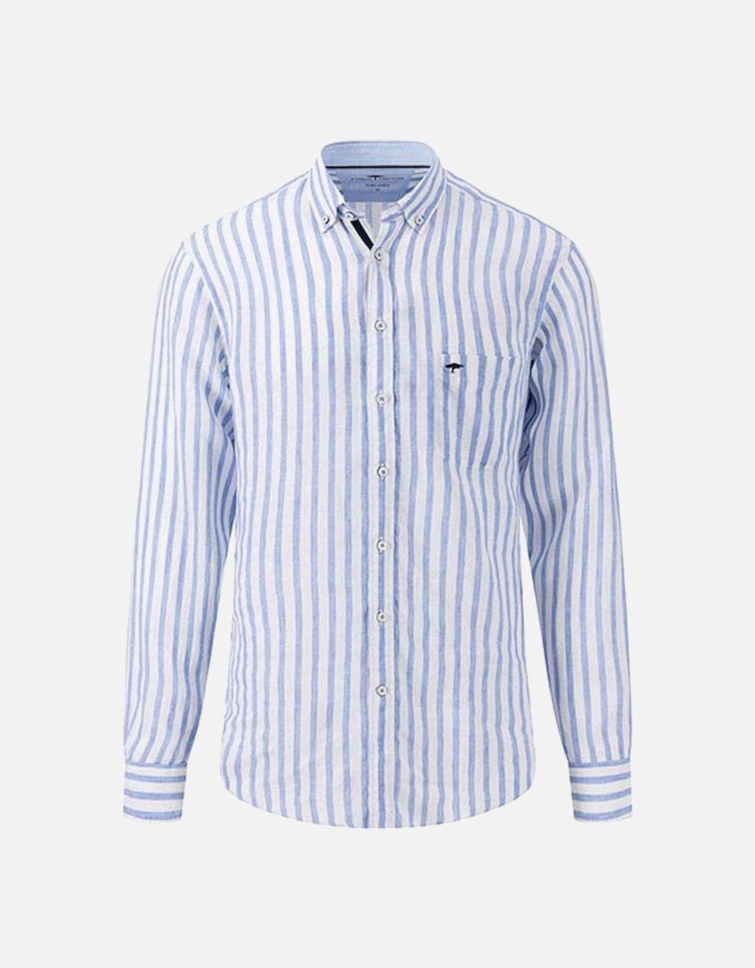 Fynch-Hatton Men's Pure Linen Stripe Shirt Crystal Blue, 3 of 2